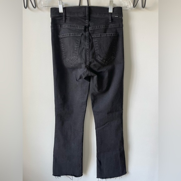 Mother, 24, The Hustler ankle fray women black denim designer raw hem flare jean - Picture 4 of 11